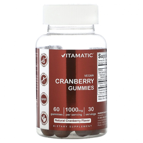 Vitamatic, Веганские жевательные мармеладки, натуральная клюква, 500 мг, 60 жевательных мармеладок #1