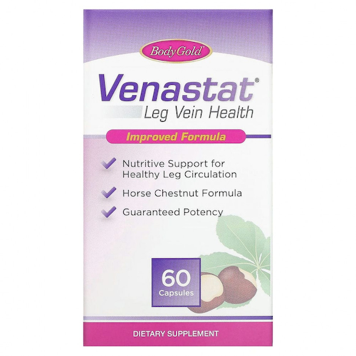 BodyGold, Venastat, для здоровья вен ног, 60 капсул #1