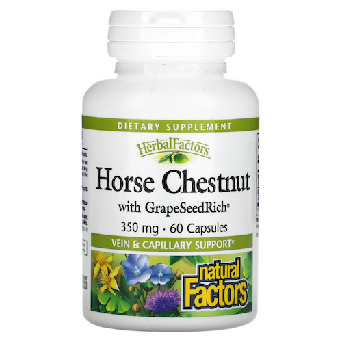 Natural Factors, GrapeSeedRich и конский каштан, 350 мг, 60 капсул #1