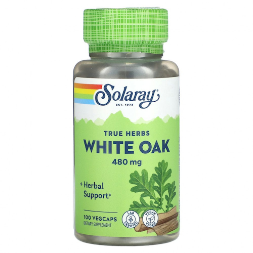 Solaray, True Herbs, белый дуб, 480 мг, 100 вегетарианских капсул #1