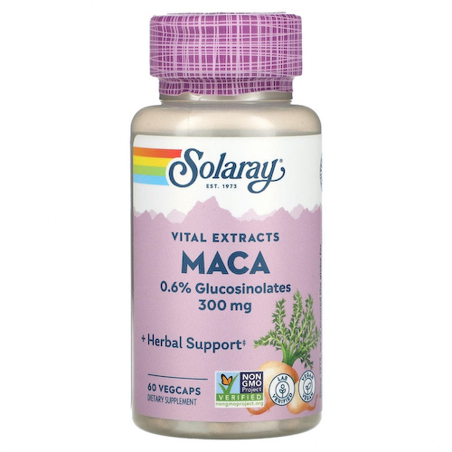 Solaray, Vital Extracts, мака, 300 мг, 60 растительных капсул #1