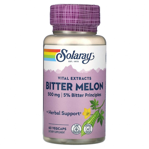 Solaray, Vital Extracts, горькая дыня, 500 мг, 60 растительных капсул #1