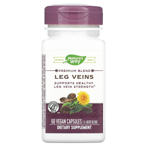 Nature's Way, Premium Blend, для вен для ног, 60 веганских капсул #1