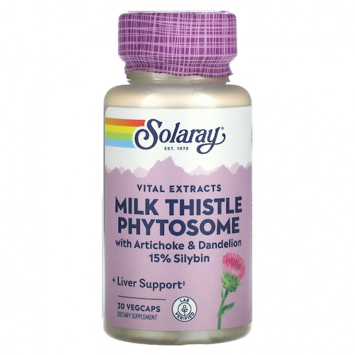 Solaray, Vital Extracts, фитосомы расторопши, 30 растительных капсул #1