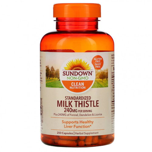 Sundown Naturals, Стандартизированная расторопша, 120 мг, 250 капсул #1