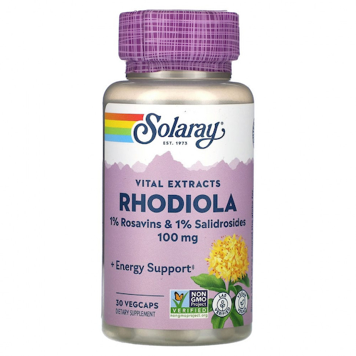 Solaray, Vital Extracts, родиола, 100 мг, 30 растительных капсул #1