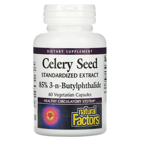 Natural Factors, семена сельдерея, стандартизированный экстракт, 60 растительных капсул #1