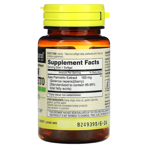 Mason Natural, Saw Palmetto, стандартизированный экстракт, 60 мягких таблеток #1