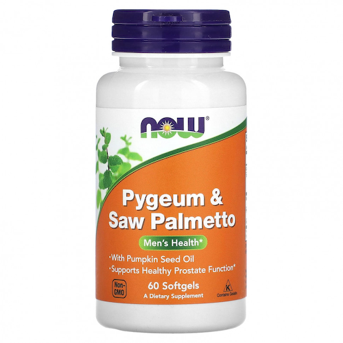 NOW Foods, Pygeum & Saw Palmetto, для мужского здоровья, 60 мягких таблеток #1