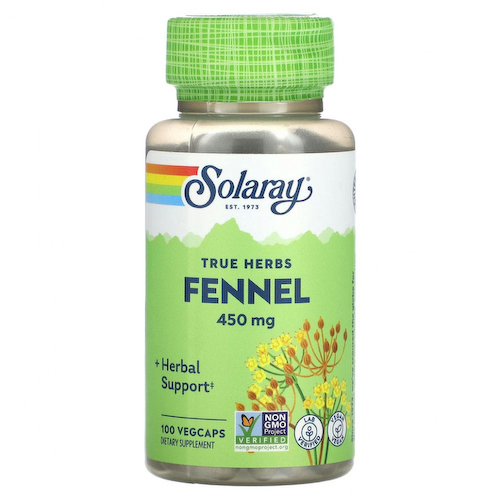 Solaray, True Herbs, фенхель, 450 мг, 100 растительных капсул #1