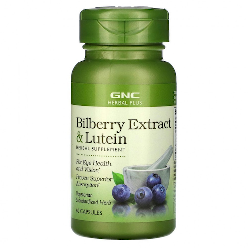 GNC, Herbal Plus, экстракт черники с лютеином, 60 капсул #1