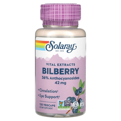 Solaray, Vital Extracts, черника, 42 мг, 120 растительных капсул #1