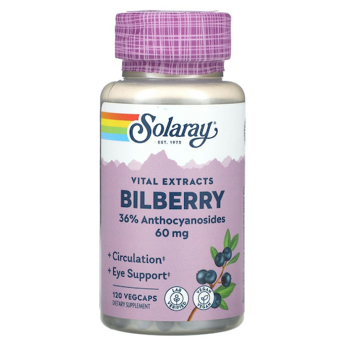 Solaray, Vital Extracts, черника, 60 мг, 120 растительных капсул #1