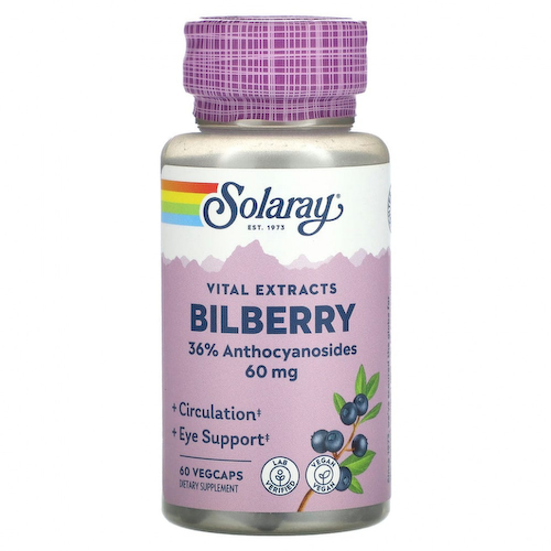 Solaray, Vital Extracts, черника, 60 мг, 60 растительных капсул #1