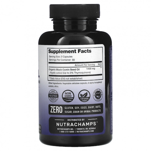 NutraChamps, Масло черного тмина, 60 растительных капсул #1