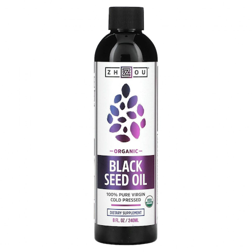 Zhou Nutrition, Органическое, 100% чистое нерафинированное масло черного тмина холодного отжима, 8 ж. унц. (240 мл) #1