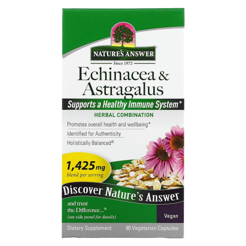 Nature's Answer, эхинацея и астрагал, 475 мг, 90 вегетарианских капсул #1