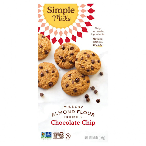 Simple Mills, хрустящее печенье с миндальной мукой и шоколадной крошкой, 156 г (5,5 унции) #1