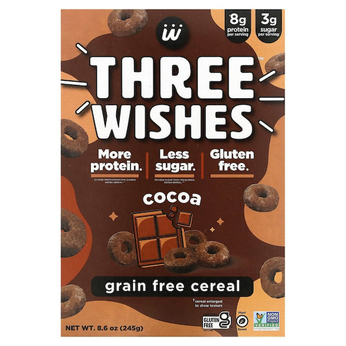 Three Wishes, Хлопья без злаков, какао, 245 г (8,6 унции) #1