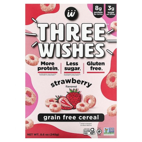 Three Wishes, Хлопья без злаков, клубника, 245 г (8,6 унции) #1