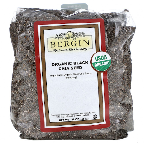 Bergin Fruit and Nut Company, органические черные семена чиа, 454 г (16 унций) #1