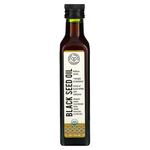 Pure Indian Foods, Органическое масло черного тмина первого холодного отжима, 250 мл #1