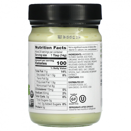 Chosen Foods, 100% масло авокадо, классический майонез, 12 жидких унций (355 мл) #1