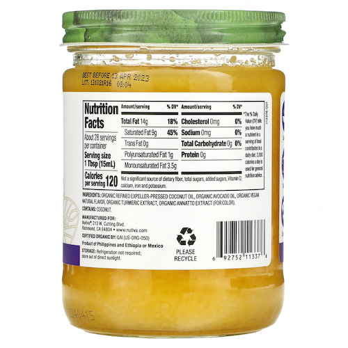 Nutiva, Органическое веганское топленое масло, 414 мл (14 жидк. Унций) #1