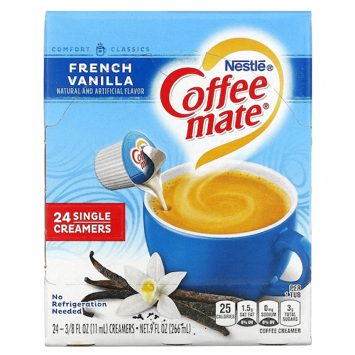 Coffee Mate, Жидкие сливки для кофе, французская ваниль, 24 сливки, 11 мл (3/8 жидк. Унции) #1