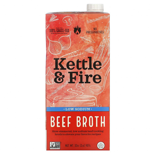 Kettle & Fire, Говяжий бульон, с низким содержанием натрия, 907 г (32 унции) #1