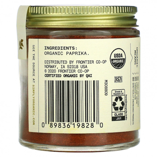 Simply Organic, Single Origin, испанская паприка, 61 г (2,15 унции) #1