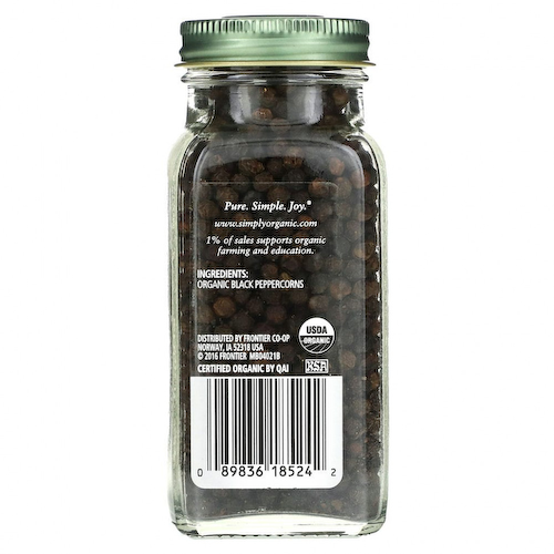 Simply Organic, Зерна черного перца, 2.65 унций (75 г) #1