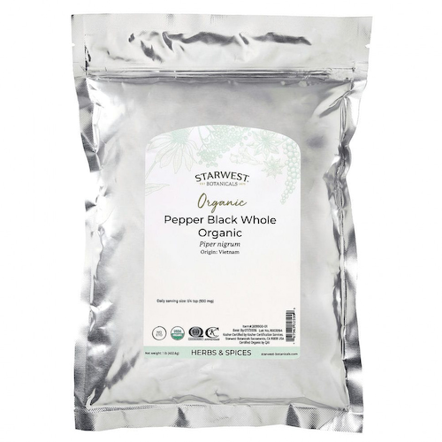 Starwest Botanicals, цельный малабарский черный перец, органический, 453,6 г (1 фунт) #1