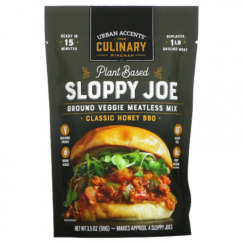 Urban Accents, Sloppy Joe на растительной основе, овощная смесь без мяса, классическое медовое барбекю, 99 г (3,5 унции) #1