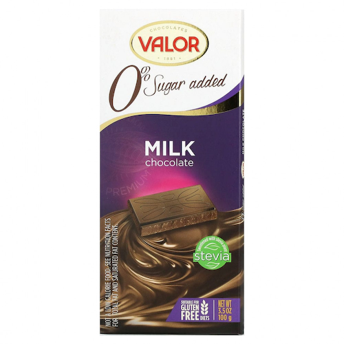 Valor, плиточный молочный шоколад со стевией, без добавления сахара, 100 г (3,5 унции) #1