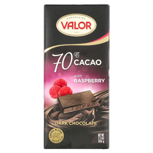 Valor, Темный шоколад, 70% какао с малиной, 3,5 унции (100 г) #1
