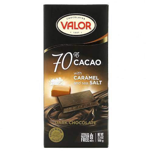 Valor, темный шоколад с карамелью и морской солью, 70% какао, 100 г (3,5 унции) #1