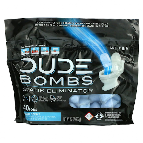 Dude Products, Bombs, средство для устранения запаха, свежий аромат, 40 капсул, 232 г (8,2 унции) #1