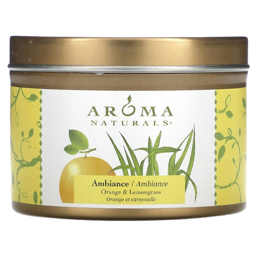 Aroma Naturals, Soy VegePure, Ambiance, свеча для путешествий в жестяной банке, апельсин и лемонграсс, 79,38 г (2,8 унции) #1