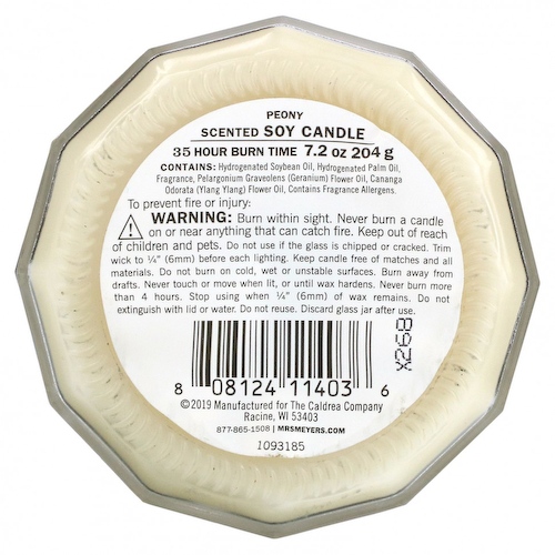 Mrs. Meyers Clean Day, Peony Candle, 204 г (7,2 унции) #1