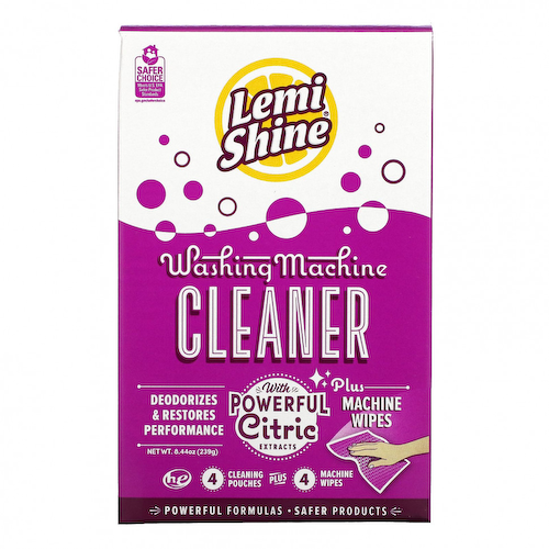 Lemi Shine, Средство для чистки стиральной машины, плюс машинные салфетки, 4 чистящих пакета + 4 машинные салфетки #1