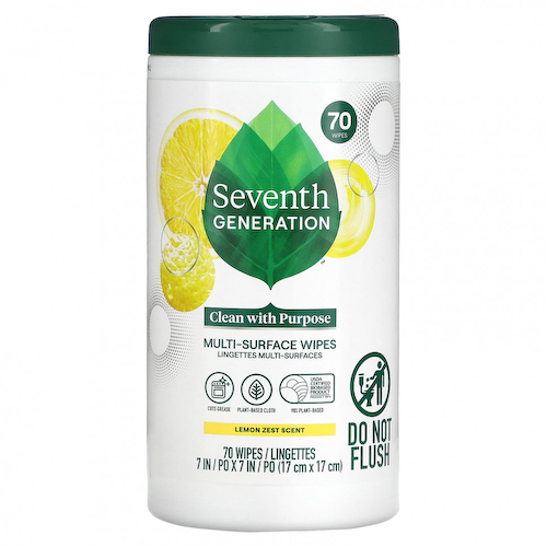 Seventh Generation, Салфетки с разными поверхностями, лимонная цедра, 70 салфеток #1