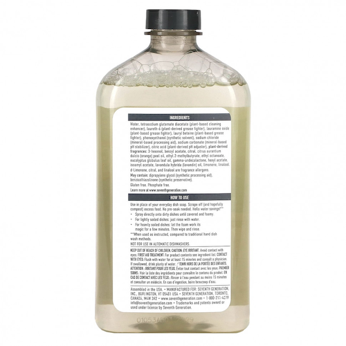 Seventh Generation, Power + Foaming Dish Spray, Refill, мандарин, 473 мл (16 жидк. Унций) #1