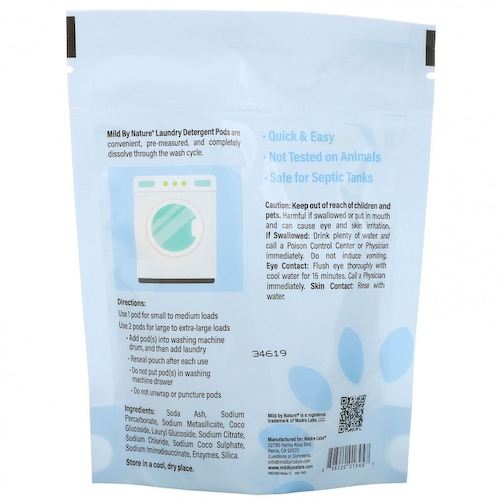 Mild By Nature, Капсулы со стиральным порошком, без запаха, 10 загрузок, 177 г (0,39 унции) #1