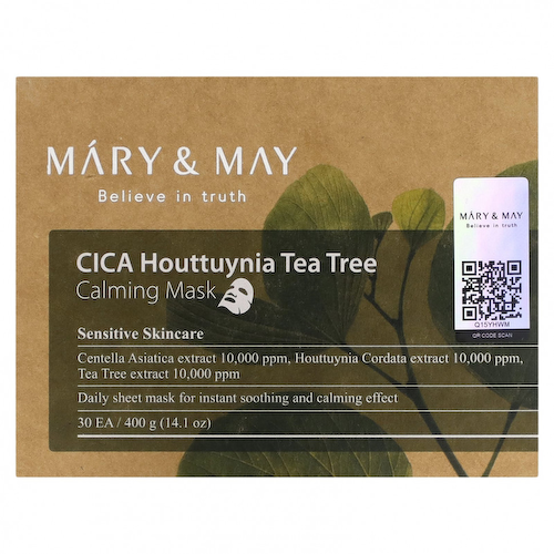 Mary&May, CICA Houttuynia Tea Tree Calming Beauty Mask, 30 шт., 400 г (14,1 унции) #1