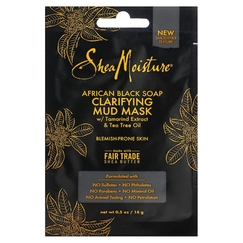 SheaMoisture, African Black Soap, очищающая грязевая маска с экстрактом тамаринда и маслом чайного дерева, 14 г (0,5 унции) #1