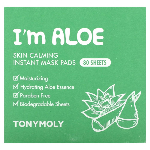 Tony Moly, I'm Aloe, успокаивающие успокаивающие салфетки-маски для кожи, 80 шт. По 120 г (4,23 унции) #1