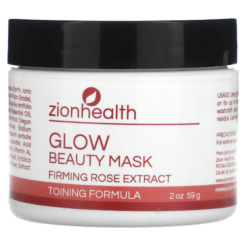 Zion Health, Glow Beauty Mask, укрепляющий экстракт розы, 56,69 г (2 унции) #1