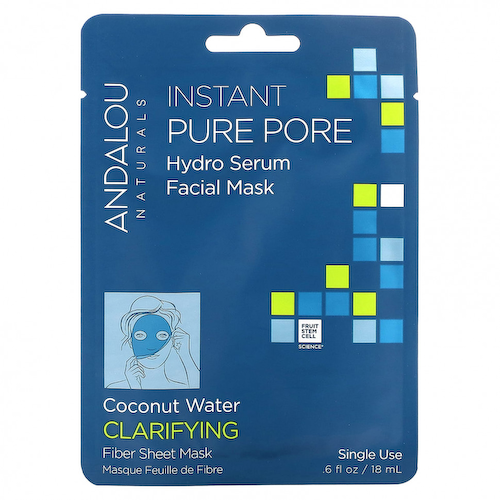 Andalou Naturals, Instant Pure Pore, косметическая маска для лица Hydro Serum, 1 тканевая маска, 18 мл (0,6 жидк. Унции) #1