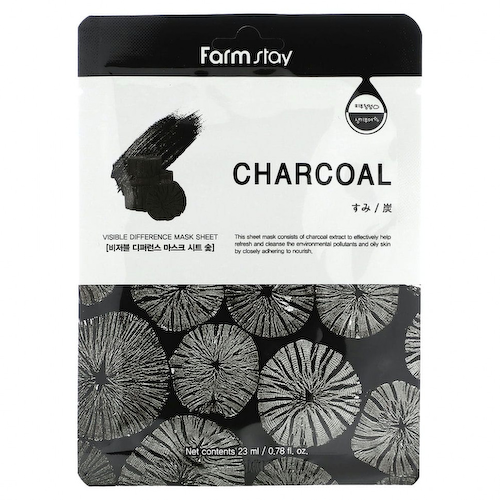 Farmstay, Charcoal, Visible Difference Beauty Mask, тканевая маска, 1 шт., 23 мл (0,78 жидк. Унции) #1